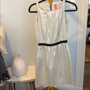 Silver New Years Dress with Black Waist Detail